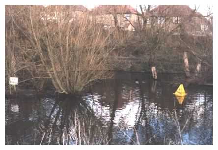 View over pond to centre island